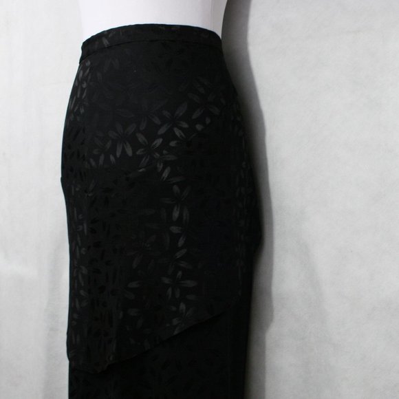 Unknown Dresses & Skirts - Vintage 40's Black Crepe Floral Midi Skirt w/ Peplum SZ XS EUC